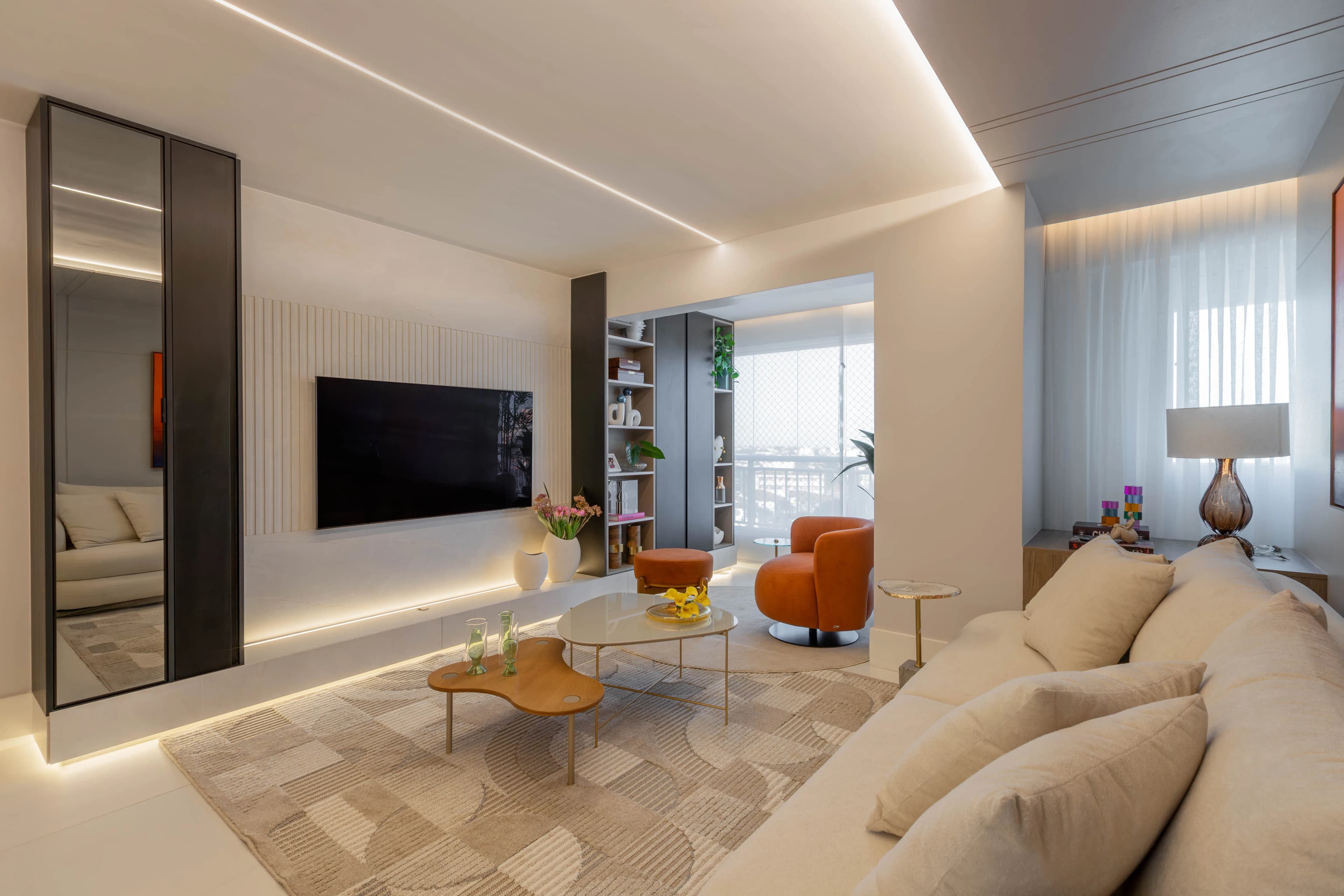 Living integrado do projeto Residencial ML em Fortaleza